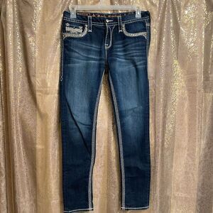 Rock Revival Janelle Mid Rise Skinny Dark Wash Jeans, 29